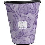 Sea Shells Waste Basket - Double Sided (Black) (Personalized)