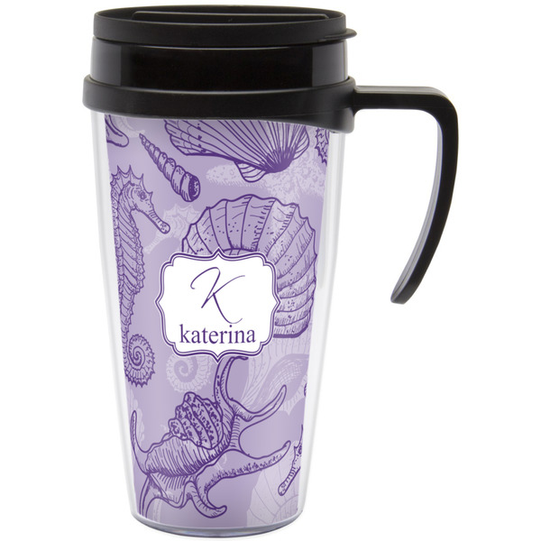 Custom Sea Shells Acrylic Travel Mug with Handle (Personalized)