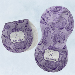 Sea Shells Burp Pads - Velour - Set of 2 w/ Name and Initial