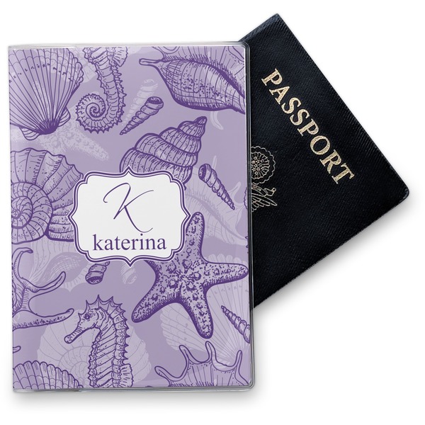 Custom Sea Shells Vinyl Passport Holder (Personalized)