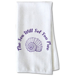 Sea Shells Kitchen Towel - Waffle Weave - Partial Print (Personalized)