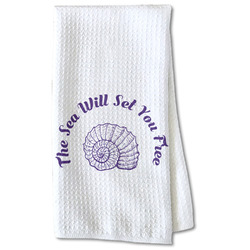 Sea Shells Kitchen Towel - Waffle Weave - Partial Print (Personalized)