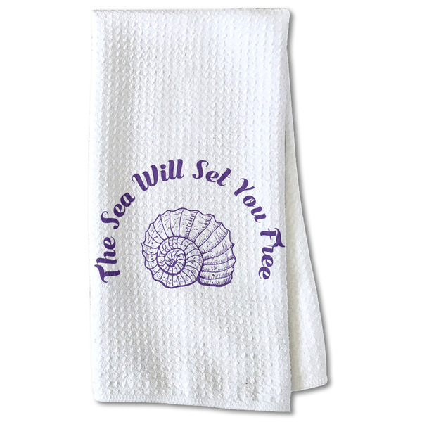 Custom Sea Shells Kitchen Towel - Waffle Weave - Partial Print (Personalized)