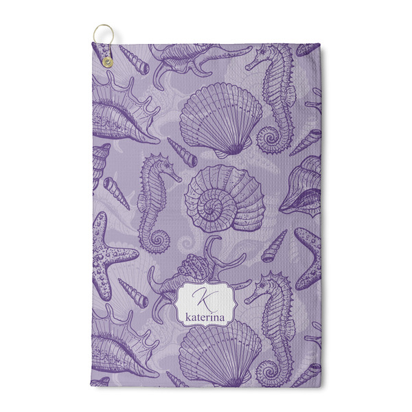 Custom Sea Shells Waffle Weave Golf Towel (Personalized)