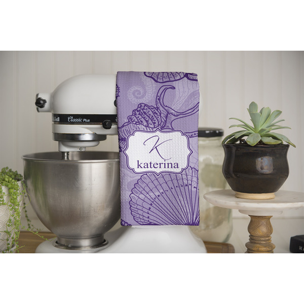 Sea Shells Waffle Weave Towel - Full Color Print - Lifestyle Image