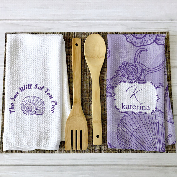 Sea Shells Waffle Weave Towels - 2 Print Styles