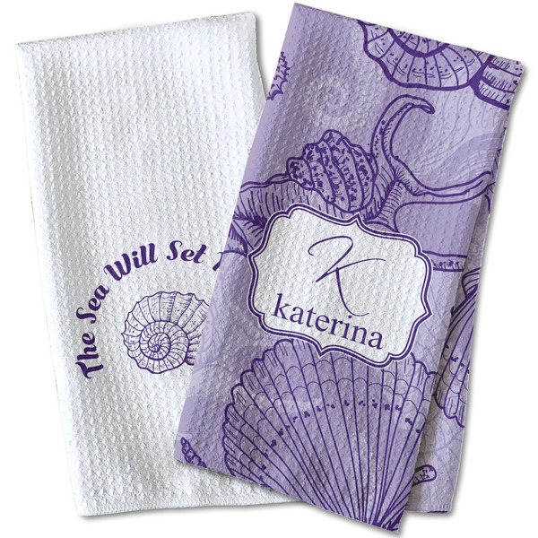 Sea Shells Waffle Weave Towels - Two Print Styles