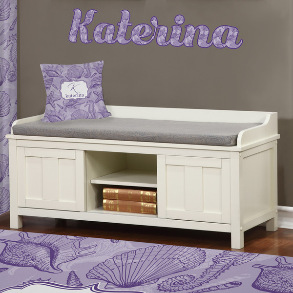 Sea Shells Wall Name Decal Above Storage bench