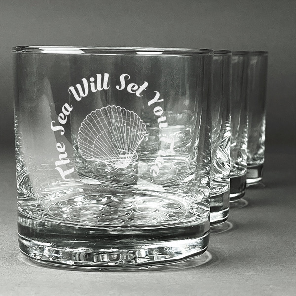 Custom Sea Shells Whiskey Glasses (Set of 4) (Personalized)