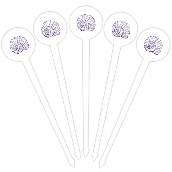 Sea Shells White Plastic 4" Food Pick - Round - Fan View