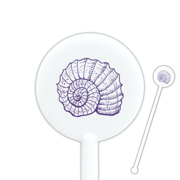 Custom Sea Shells 5.5" Round Plastic Stir Sticks - White - Single Sided