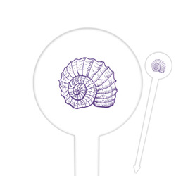 Sea Shells 6" Round Plastic Food Picks - White - Single Sided