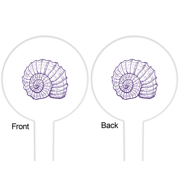 Sea Shells White Plastic 6" Food Pick - Round - Double Sided - Front & Back