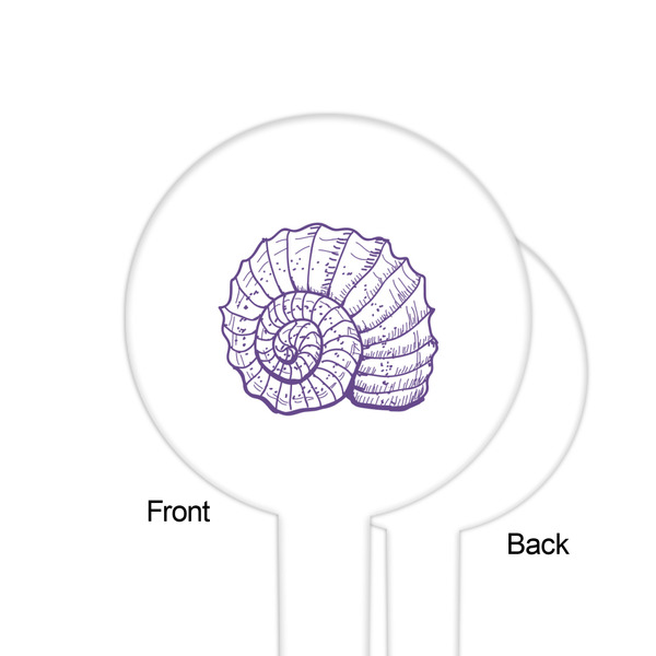 Sea Shells White Plastic 6" Food Pick - Round - Single Sided - Front & Back
