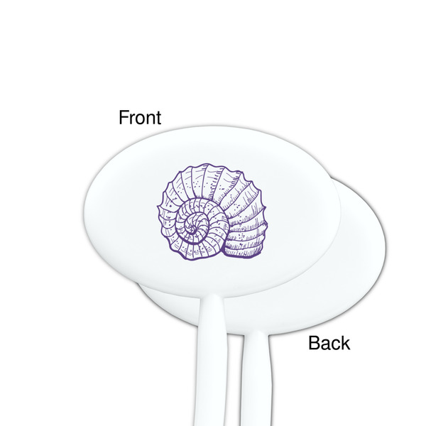 Sea Shells White Plastic 7" Stir Stick - Single Sided - Oval - Front & Back