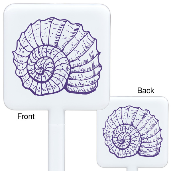 Sea Shells White Plastic Stir Stick - Double Sided - Approval