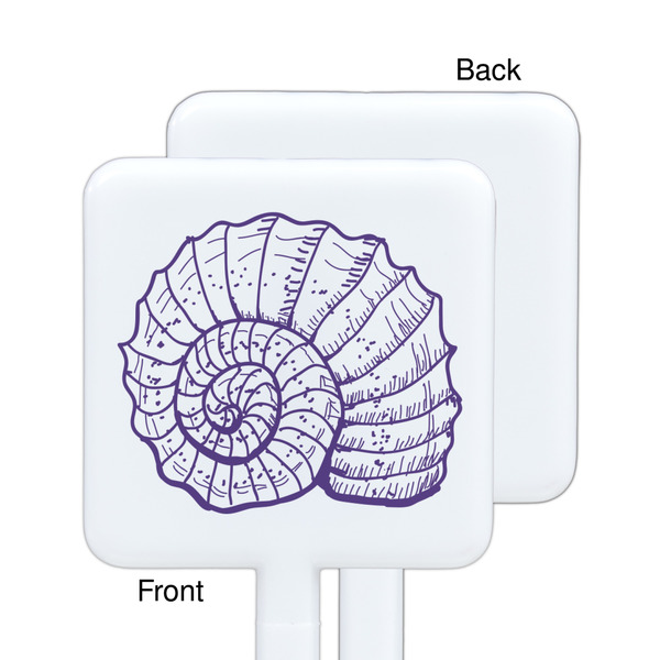 Sea Shells White Plastic Stir Stick - Single Sided - Square - Approval