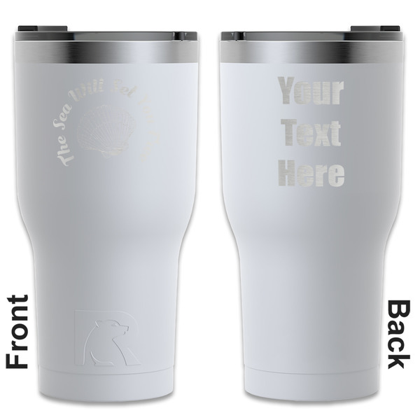 Custom Sea Shells RTIC Tumbler - White - Engraved Front & Back (Personalized)