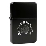 Sea Shells Windproof Lighter - Black - Double Sided & Lid Engraved (Personalized)