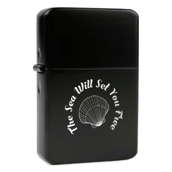 Sea Shells Windproof Lighter - Black - Single Sided & Lid Engraved (Personalized)