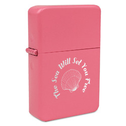 Sea Shells Windproof Lighter - Pink - Single Sided & Lid Engraved (Personalized)