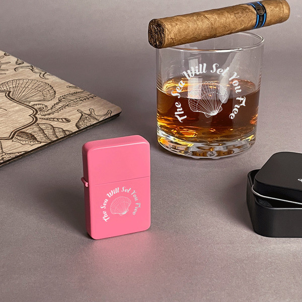 Sea Shells Windproof Lighters - Pink - In Context