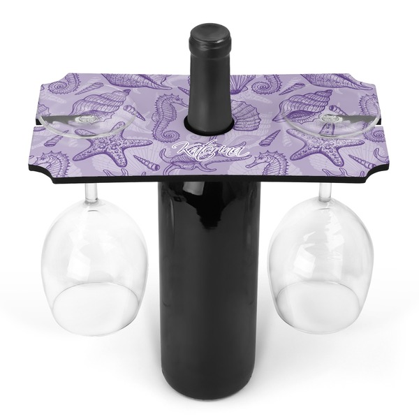Custom Sea Shells Wine Bottle & Glass Holder (Personalized)
