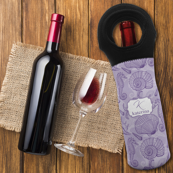 Sea Shells Wine Tote Bag - FLATLAY