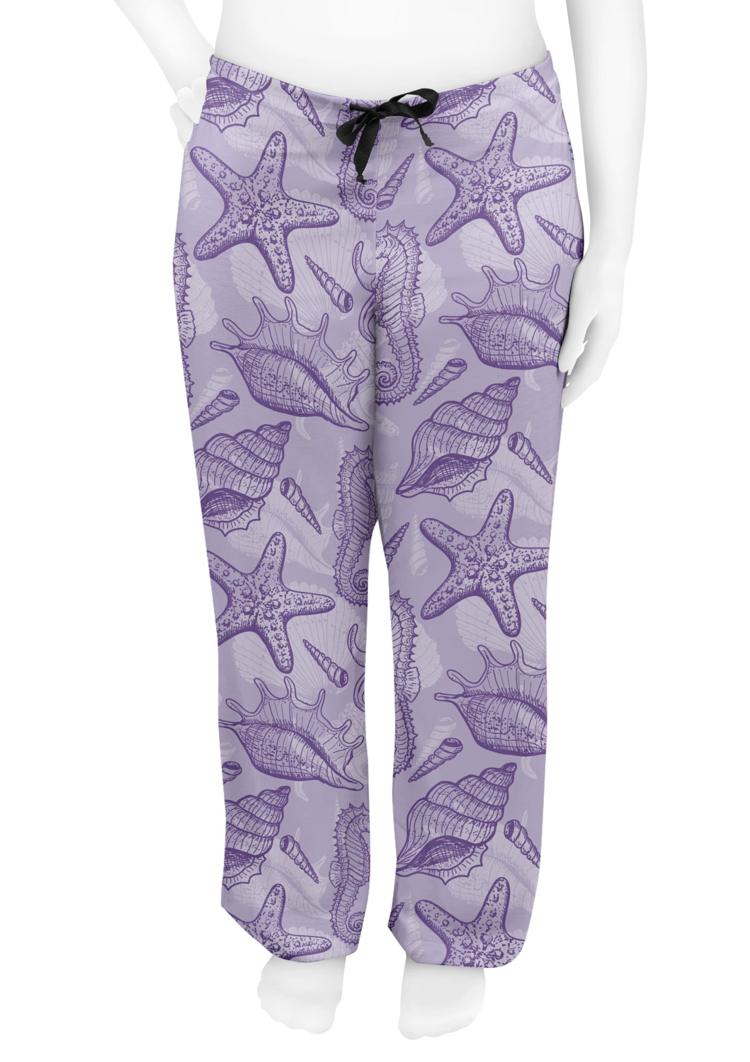 Personalized RNK Shops Sea Shells Womens Pajama Pants Purple 2XL 