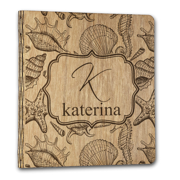 Sea Shells Wood 3-Ring Binders - 1" Letter - Front