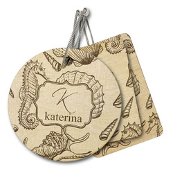 Sea Shells Wood Luggage Tag (Personalized)