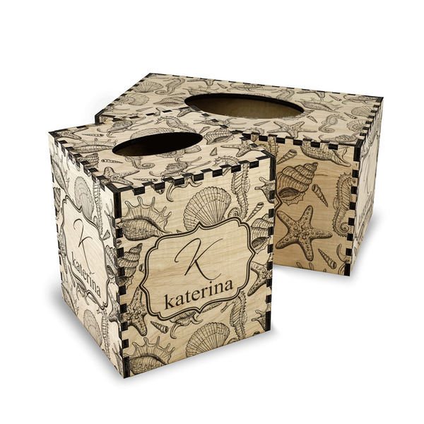 Sea Shells Wood Tissue Box Covers - Parent/Main