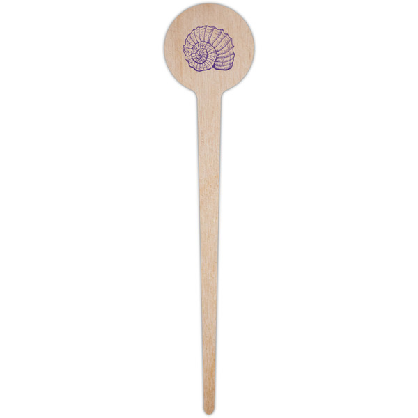 Sea Shells Wooden 4" Food Pick - Round - Single Pick