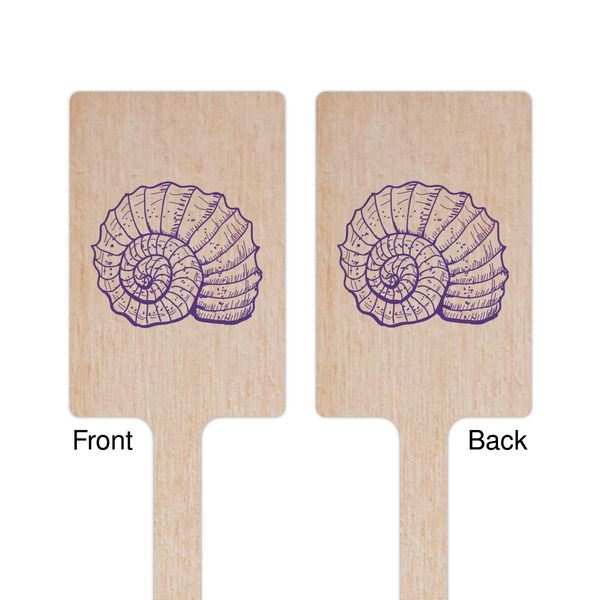 Sea Shells Wooden 6.25" Stir Stick - Rectangular - Double Sided - Front & Back