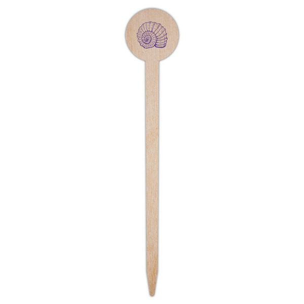 Sea Shells Wooden 6" Food Pick - Round - Single Pick