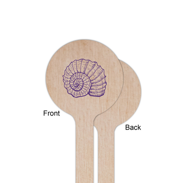 Sea Shells Wooden 6" Stir Stick - Round - Single Sided - Front & Back