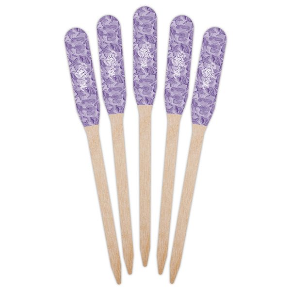 Sea Shells Wooden Food Pick - Paddle - Fan View