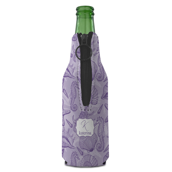 Sea Shells Zipper Bottle Cooler - BACK (bottle)