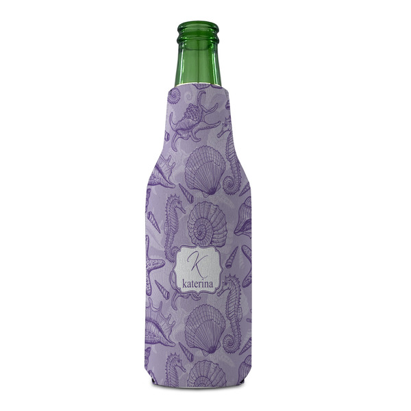Sea Shells Zipper Bottle Cooler - FRONT (bottle)