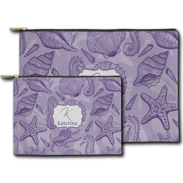 Sea Shells Zippered Pouches - Size Comparison