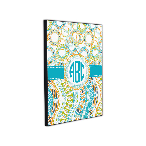 Teal Circles & Stripes 11x14 Wood Print - Angle View