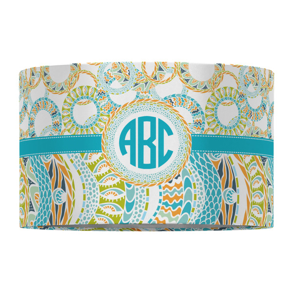 Teal Circles & Stripes 12" Drum Lampshade - FRONT (Fabric)