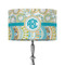 Teal Circles & Stripes 12" Drum Lampshade - ON STAND (Fabric)