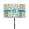 Teal Circles & Stripes 12" Drum Lampshade - ON STAND (Poly Film)