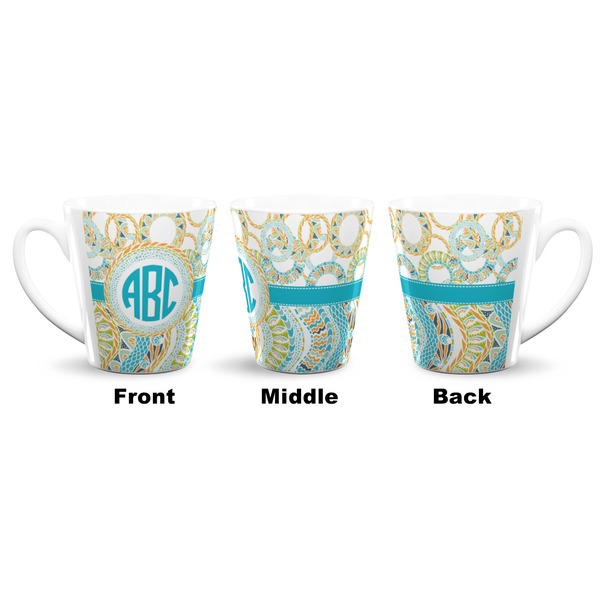 Teal Circles & Stripes 12 Oz Latte Mug - Approval