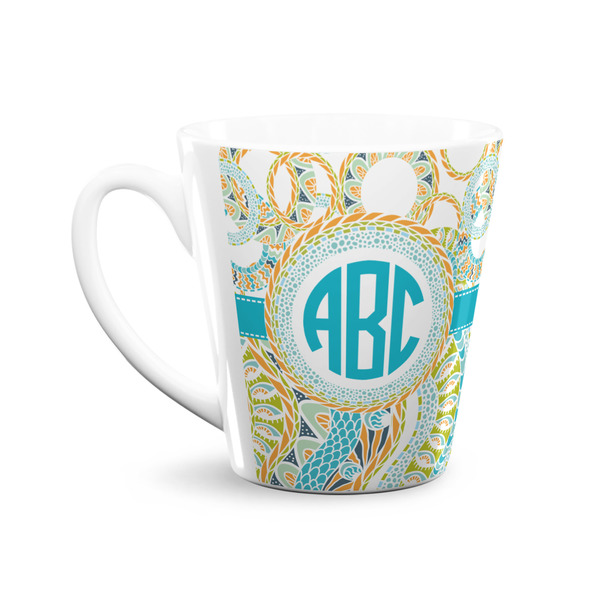 Teal Circles & Stripes 12 Oz Latte Mug - Front