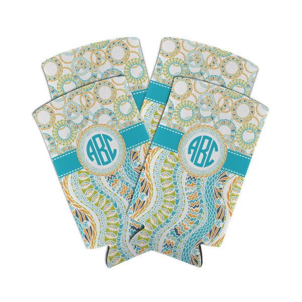 Teal Circles & Stripes 12oz Tall Can Sleeve - Set of 4 - MAIN