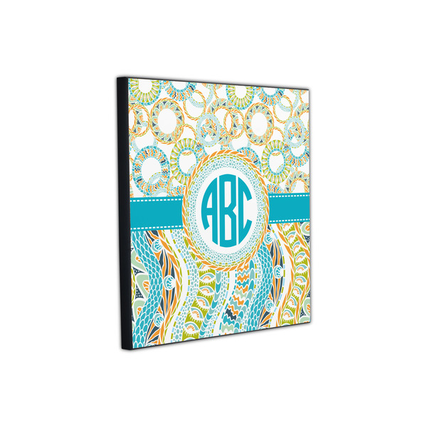 Teal Circles & Stripes 12x12 Wood Print - Angle View