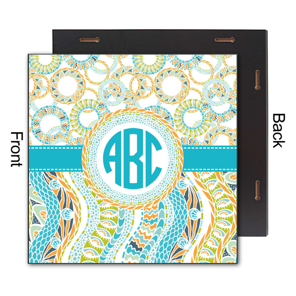 Teal Circles & Stripes 12x12 Wood Print - Front & Back View