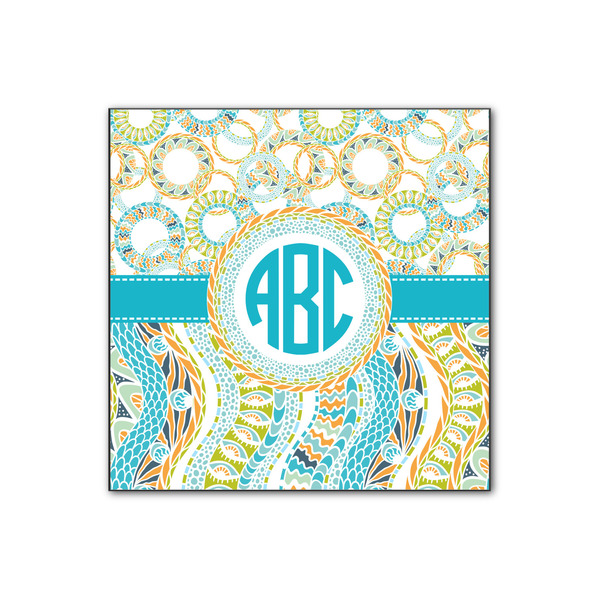 Custom Teal Circles & Stripes Wood Print - 12x12 (Personalized)